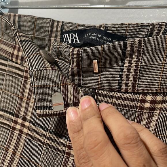 Zara Academia Plaid Trousers Pants Size XS - Picture 9 of 10